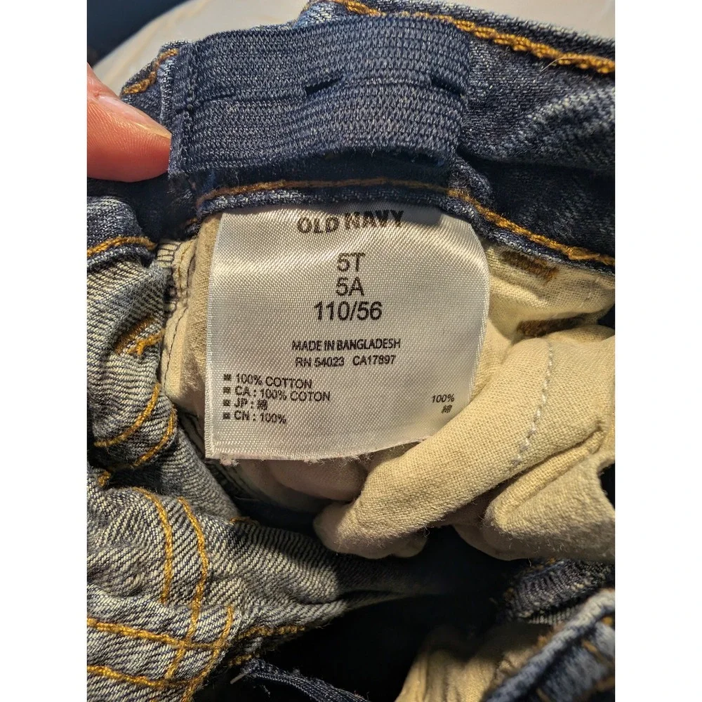 Old Navy Boys Straight Leg Jeans Medium Wash Adjustable Waist Denim Size 5T